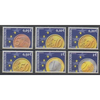 Stamps - Luxembourg - 2001 - Nb 1497/1502 - Coins, Banknotes Or Medals
