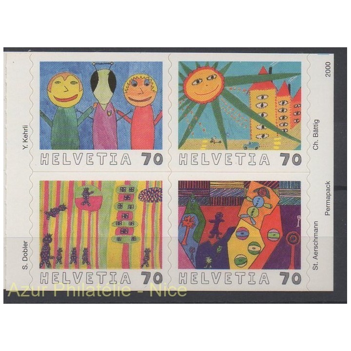 Timbres - Thème dessins d'enfants - Suisse - 2000 - No 1659/1662
