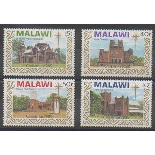 Timbres - Malawi - 1989 - No 549/552 - Noël - Églises