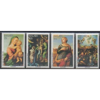 Timbres - Malawi - 1990 - No 561/564 - Noël - Peinture