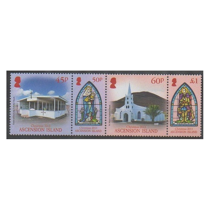Timbres - Ascension - 2013 - No 1109/1112 - Églises - Noël