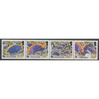 Timbres - Ascension - 2007 - No 902/905 - Animaux marins - Espèces menacées - WWF