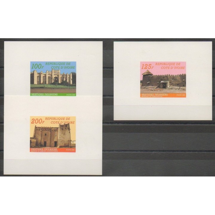 Stamps - Ivory Coast - 1985 - Nb 710A/710C Epreuves de luxe - Monuments