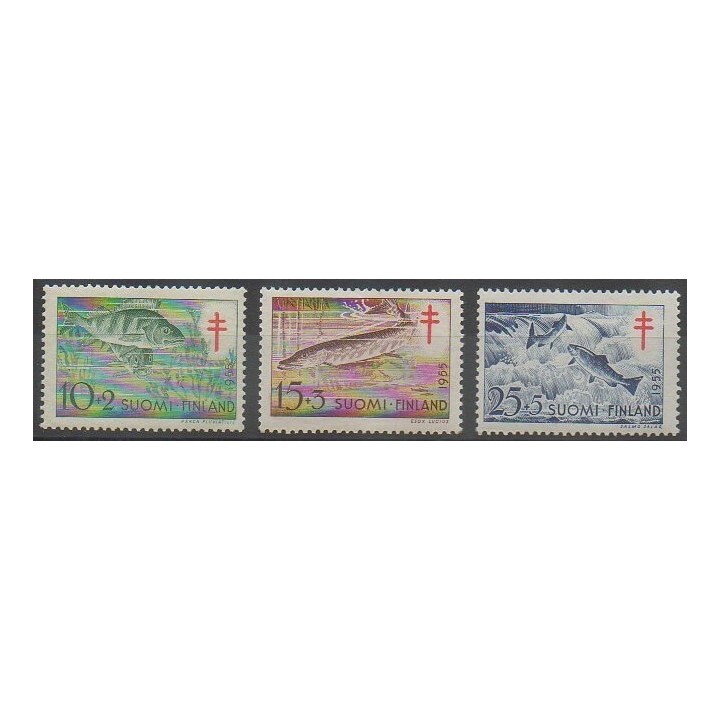 Timbres - Finlande - 1955 - No 426/428 - Animaux marins - Santé ou Croix-Rouge