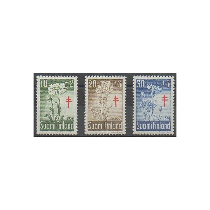 Timbres - Finlande - 1959 - No 486/488 - Fleurs  - Santé ou Croix-Rouge