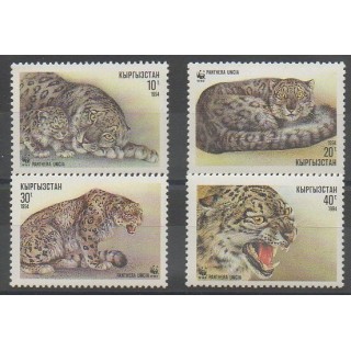 Timbres - Kirghizistan - 1994 - No 28/31 - Mammifères - Espèces menacées - WWF