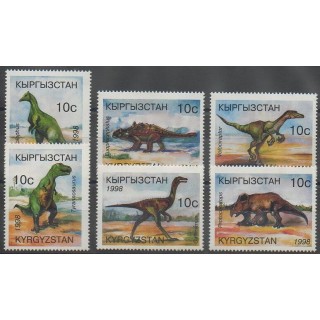 Timbres - Kirghizistan - 1998 - No 120/125 - Animaux préhistoriques