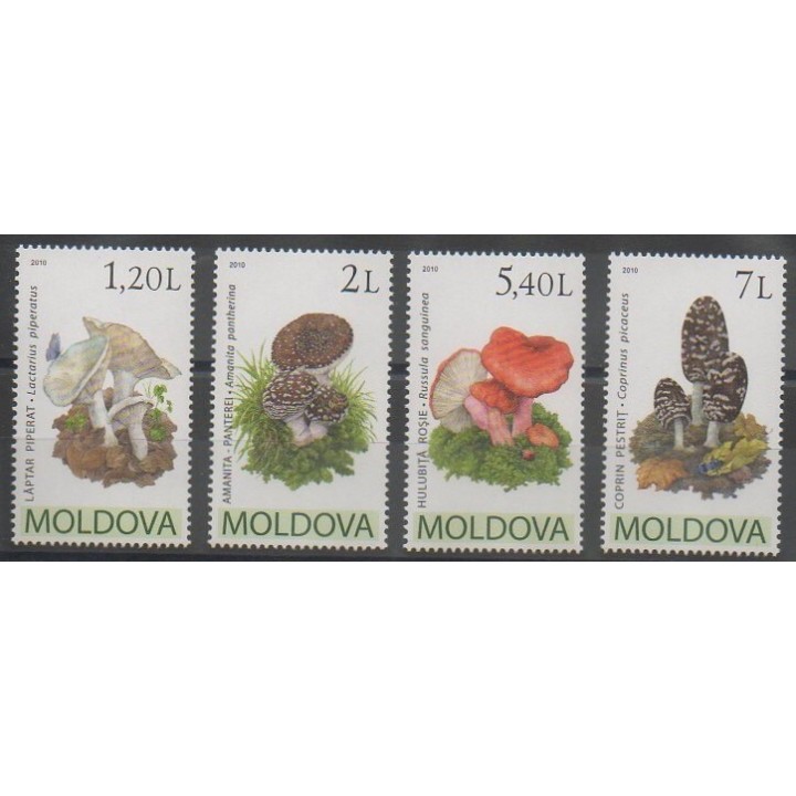 Stamps - Moldova - 2010 - Nb 607/610 - Mushrooms
