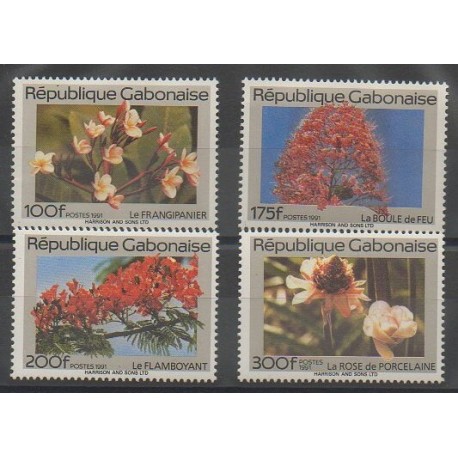 Gabon - 1991 - No 686/689 - Arbres - Fleurs
