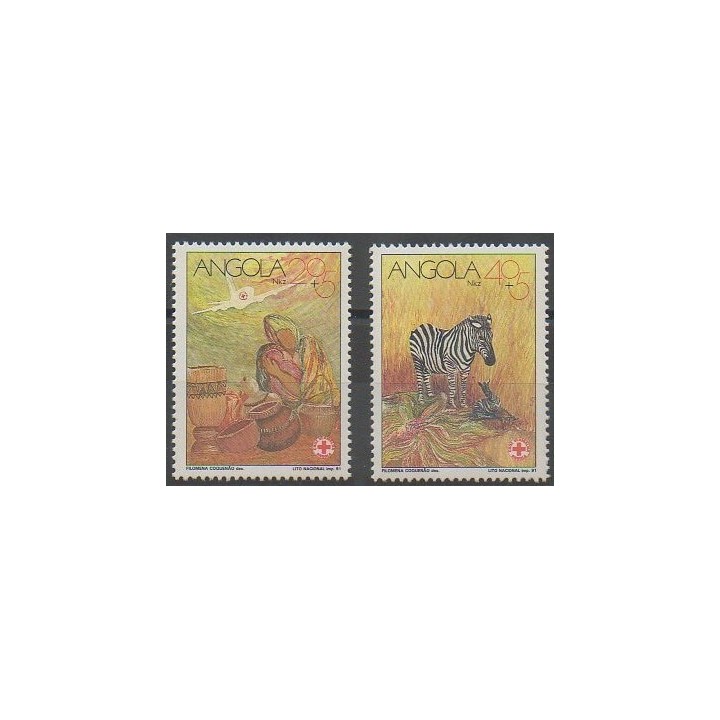 Timbres - Angola - 1991 - No 836/837 - Santé ou Croix-Rouge