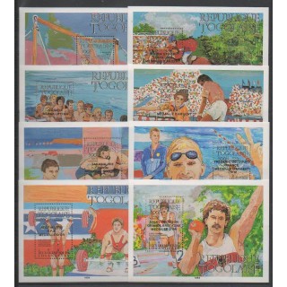 Stamps - Togo - 1986 - Nb BF221/BF228 surchargés - Summer Olympics