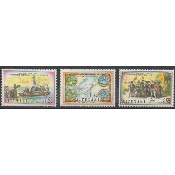 Timbres - Aitutaki - 1992 - No 524/526 - Christophe Colomb