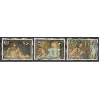 Timbres - Aitutaki - 1985 - No 428/430 - Enfance - Peinture