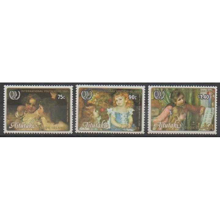 Stamps - Aitutaki - 1985 - Nb 428/430 - Childhood - Paintings