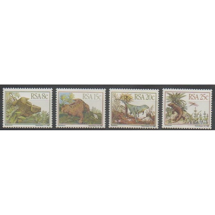 Timbres - Afrique du Sud - 1982 - No 527/530 - Animaux préhistoriques