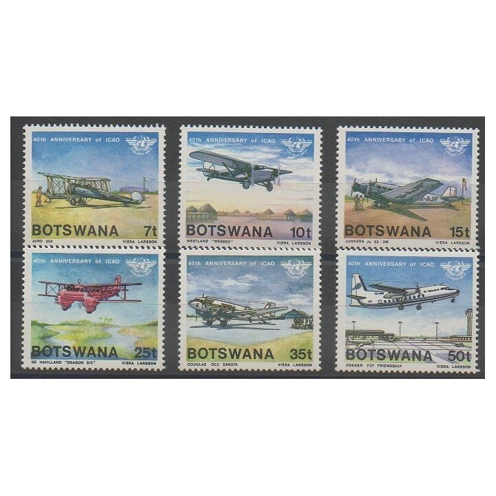 Stamps - Botswana - 1984 - Nb 497/502 - Planes