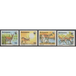 Timbres - Botswana - 1988 - No 579/582 - Mammifères - Espèces menacées - WWF
