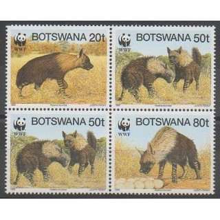 Stamps - Botswana - 1995 - Nb 737/740 - Mamals - Endangered species - WWF