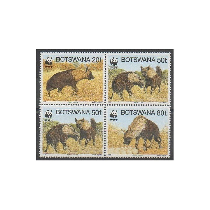 Timbres - Botswana - 1995 - No 737/740 - Mammifères - Espèces menacées - WWF