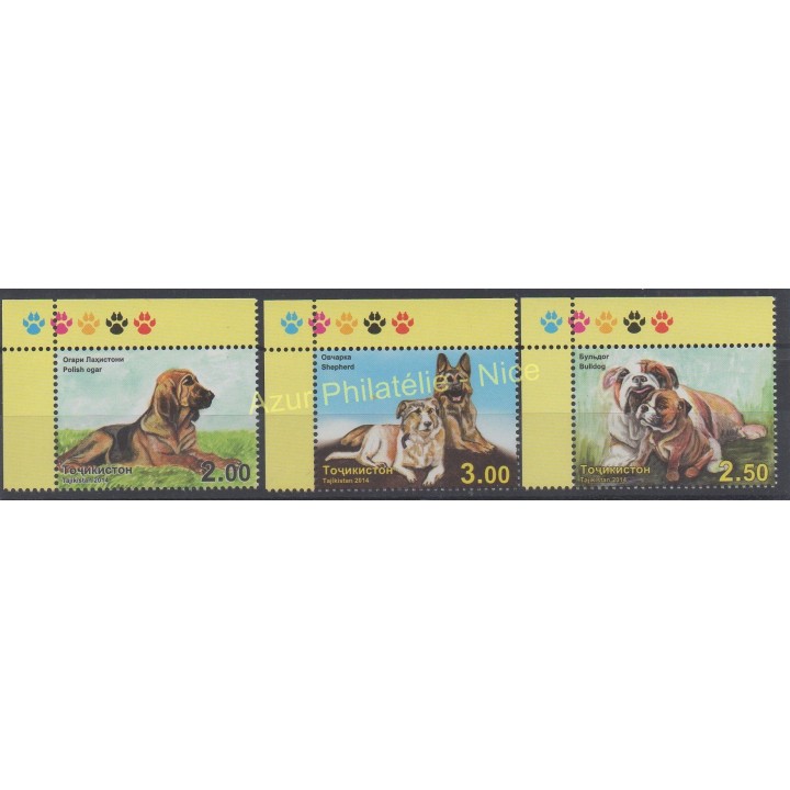 Timbres - Thème chiens et chats - Tadjikistan - 2014 - No 507/509