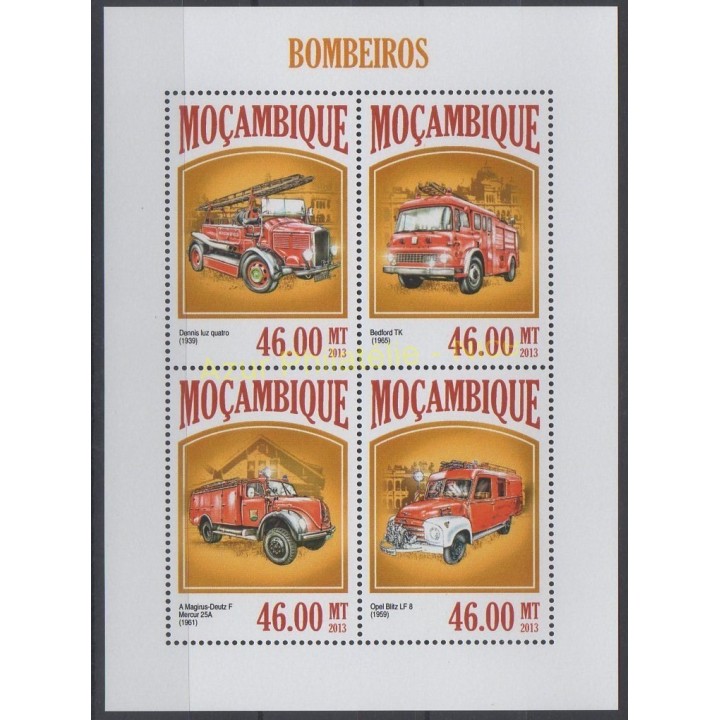 Timbres - Thème pompiers - Mozambique - 2013 - No 5717/5720