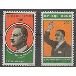 Timbres - Niger - 1971 - No PA146/PA147 - Célébrités