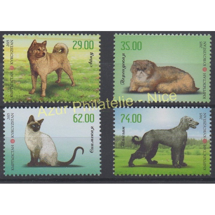 Timbres - Thème chiens et chats - Kirghizistan - 2015 - No 682/685