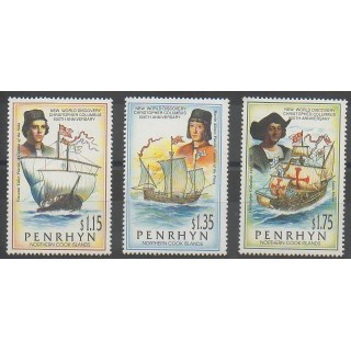 Timbres - Penrhyn - 1992 - No 390/392 - Christophe Colomb