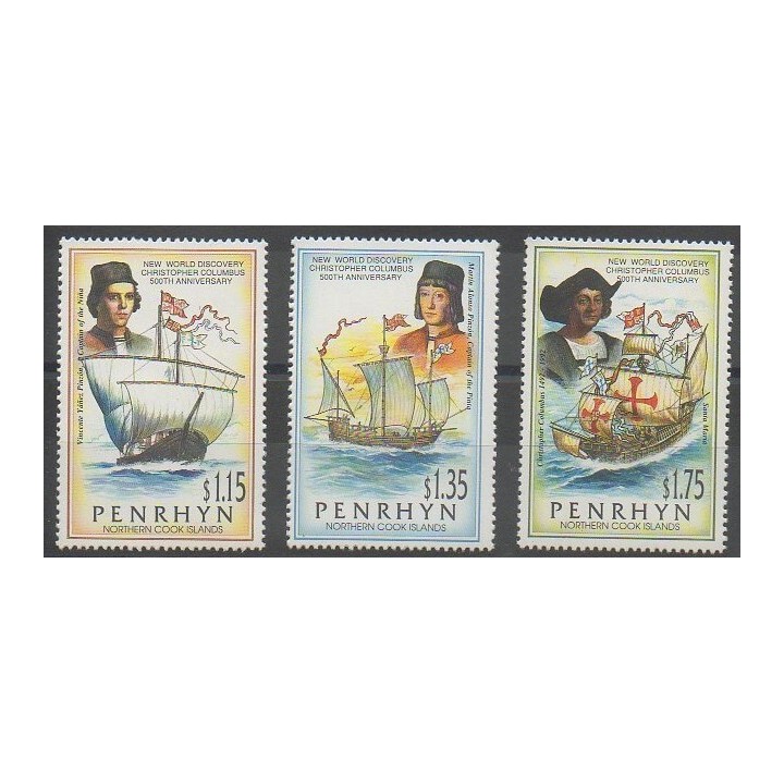 Timbres - Penrhyn - 1992 - No 390/392 - Christophe Colomb