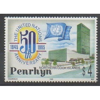 Timbres - Penrhyn - 1995 - No 426 - Histoire - Nations unies