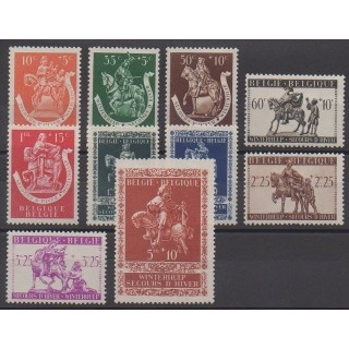 Timbres - Belgique - 1942 - No 603/612