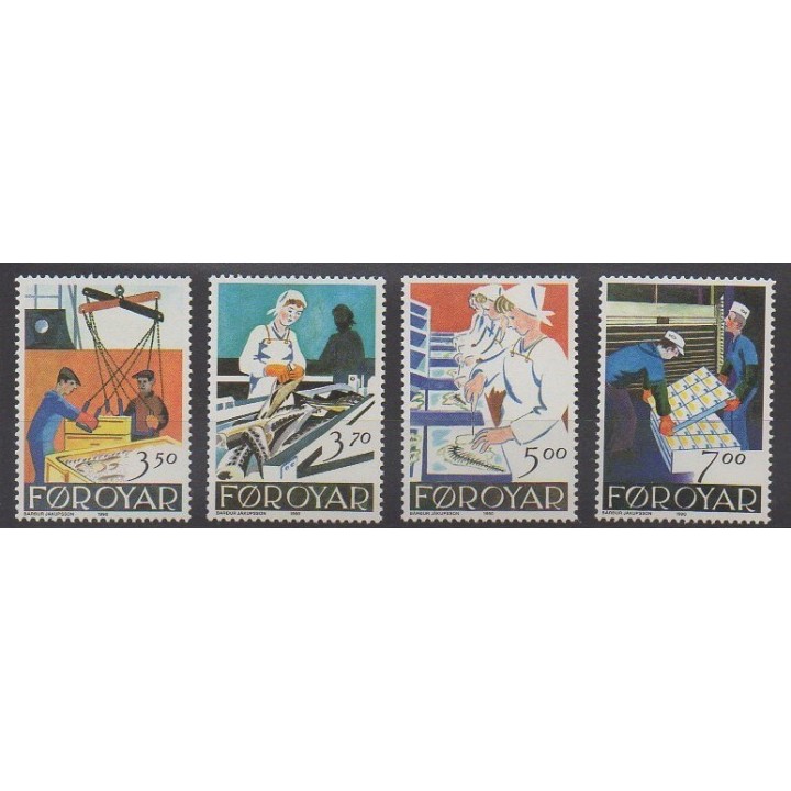 Timbres - Féroé (Iles) - 1990 - No 188/191 - Artisanat ou métiers