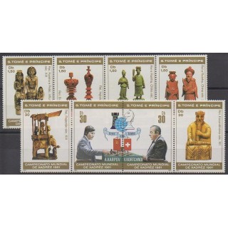 Timbres - Saint-Thomas et Prince - 1981 - No 638/645 - Échecs