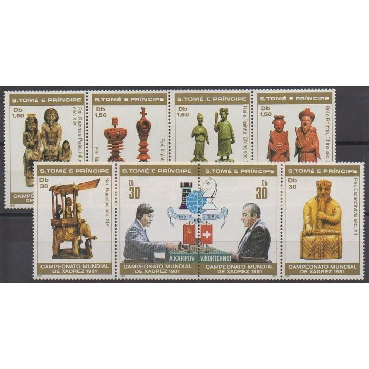 Timbres - Saint-Thomas et Prince - 1981 - No 638/645 - Échecs
