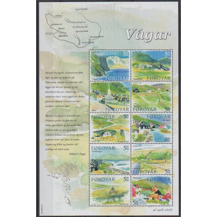 Timbres - Féroé (Iles) - 2005 - No 509/518 - Sites