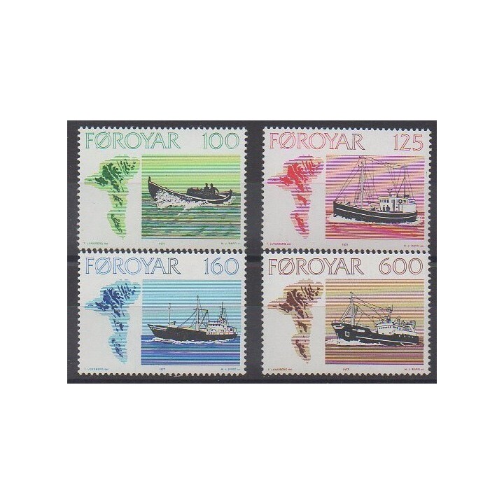 Stamps - Faroe (Islands) - 1977 - Nb 18/21 - Boats