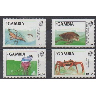 Timbres - Gambie - 1984 - No 528/531 - Animaux marins