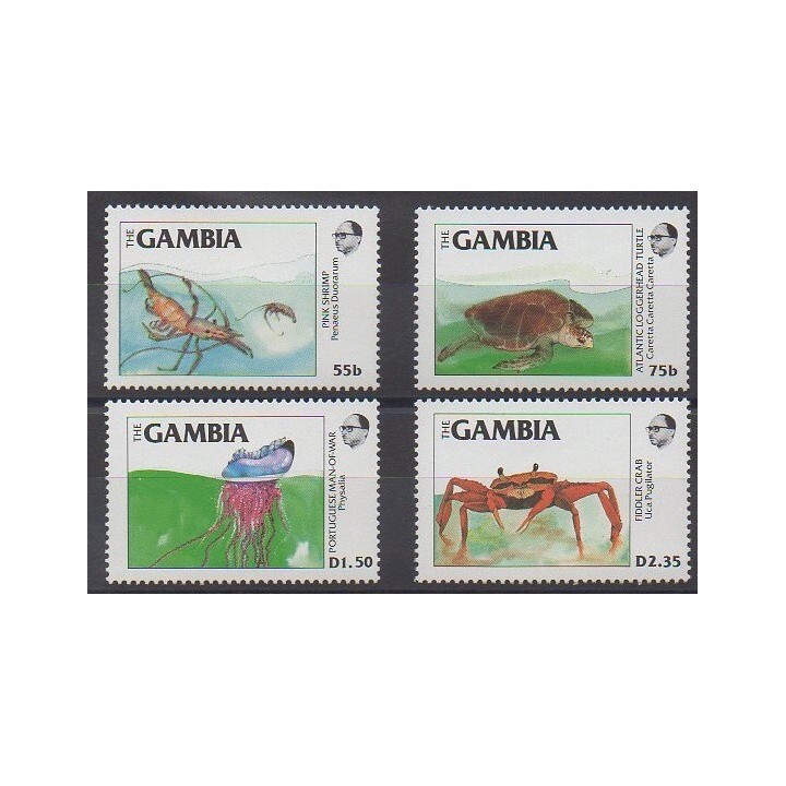 Timbres - Gambie - 1984 - No 528/531 - Animaux marins