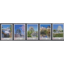 Timbres - Thème monuments - Japon - 2015 - No 6964-6968