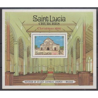 Timbres - Sainte-Lucie - 1986 - No BF49B - Églises