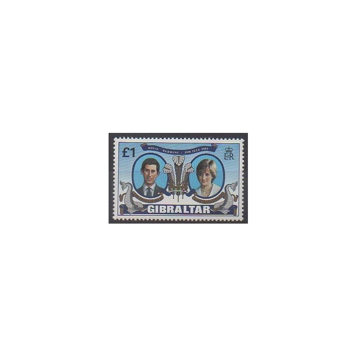 Timbres - Gibraltar - 1981 - No 429 - Royauté - Principauté