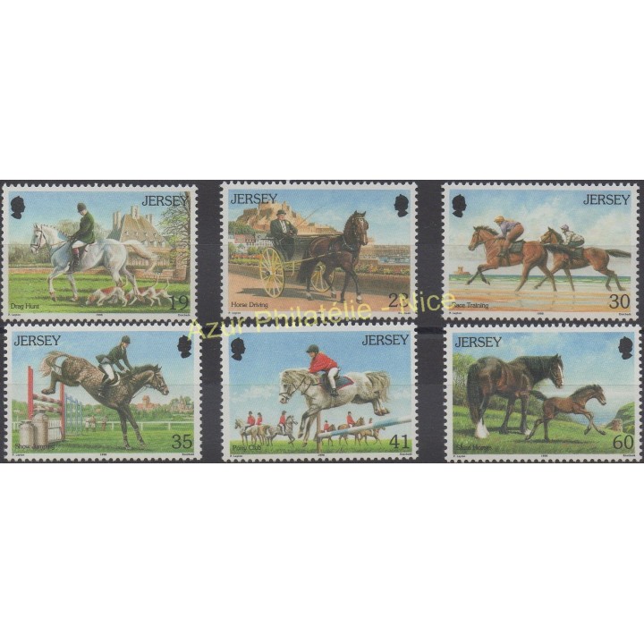Timbres - Thème chevaux - Jersey - 1996 - No 748/753