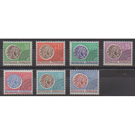 France - Préoblitérés - 1964 - No P123/P129 - Monnaies, billets ou médailles