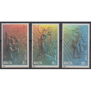 Timbres - Malte - 1985 - No 717/719 - Noël - Enfance
