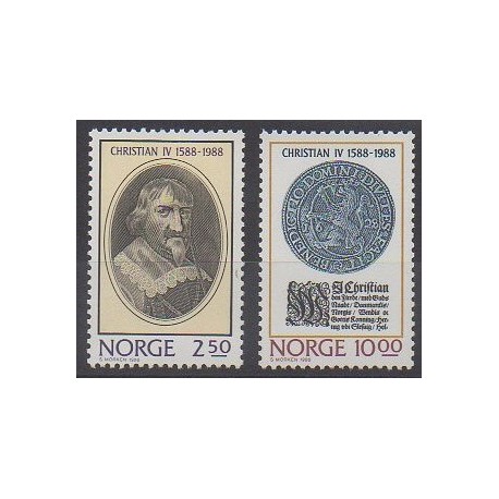 Norvège - 1988 - No 958/959 - Royauté - Principauté - Monnaies, billets ou médailles