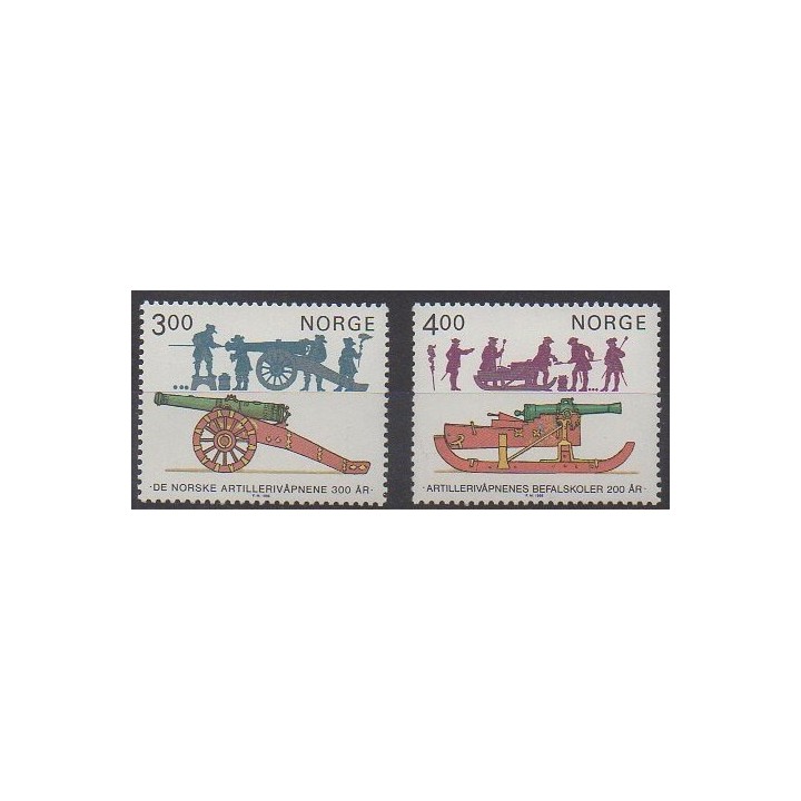 Timbres - Norvège - 1985 - No 877/878 - Histoire militaire