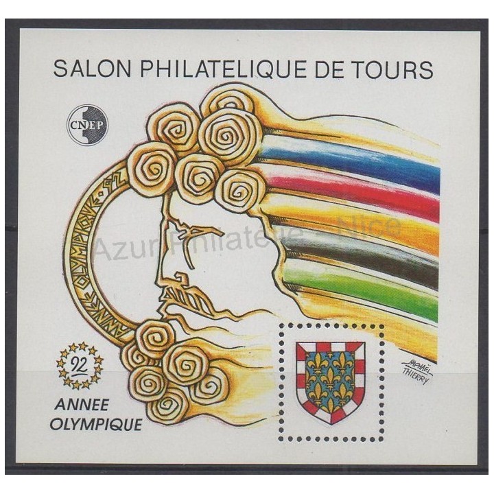 Timbres - Thème jeux olympiques d'hiver - France - Feuillets CNEP - 1992 - No CNEP 15
