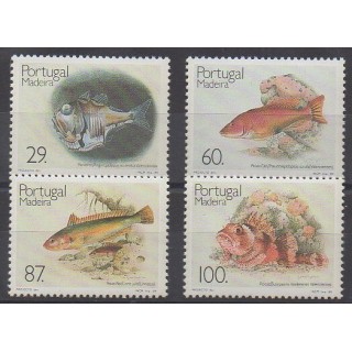 Timbres - Portugal (Madère) - 1989 - No 136/139 - Animaux marins