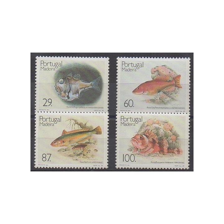 Timbres - Portugal (Madère) - 1989 - No 136/139 - Animaux marins