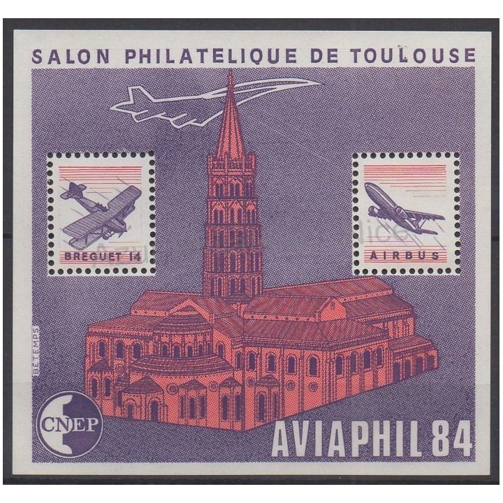 Timbres - Thème avions - France - Feuillets CNEP - 1984 - No CNEP 5A